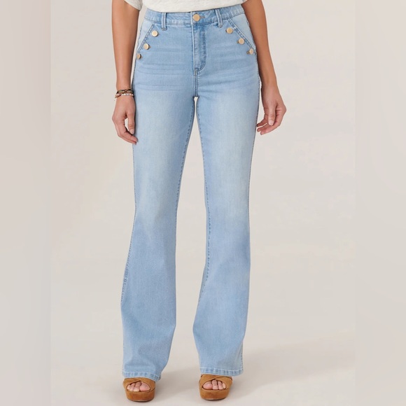 Democracy "Ab"solution® Skyrise Long Flare Jean with Angled Button-Lined Pockets - Picture 1 of 5